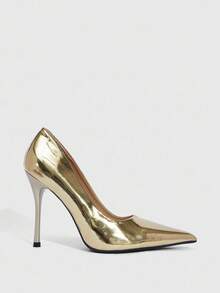 CUCCOO SZL Tacones de aguja elegantes y sexys de punta fina para mujer, adecuados para ir al trabajo, citas, fiestas, bodas y diversas ocasiones - Dorado - Ver 3