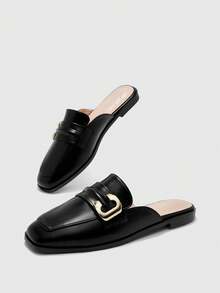 CUCCOO BIZCHIC 女士红色油蜡皮玛丽珍平底鞋，Y2K、朋克、机车风、酷女孩风格，适合万圣节、圣诞节、派对 - 黑色 - 查看 9