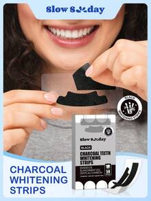 Slow Sunday Charcoal Teeth Whitening  Strips, Get Rid Of  Smoke Stains, Coffee Stains, Tea Stains, Keep Your Mouth Clean And White, Good Gift For Holiday, Party, Travel, Outdoor Activity, For Valentine'S Day, Valentines Gift, Suitable For Spring Personal Care
