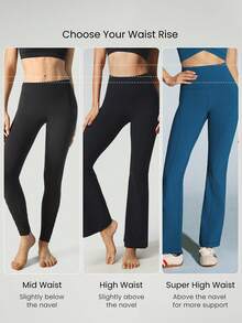 GLOWMODE 31" FeatherFit™ Ultra-High-Waisted Curved Seam Flared Leggings Pants Low Impact Yoga Daily  Spring Summer - Blue Ambition - 查看 2
