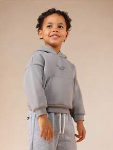SUMWON sweat-shirt à capuche avec script pour jeunes garçons, pull décontracté avec poche centrale - Gris foncé - Voir 1
