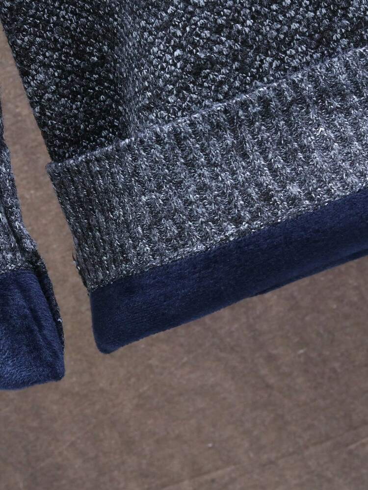 Men Turtleneck Thermal Lined Plain Casual Pullover Long Sleeve Sweater, For Going Out, Husband , Fall Winter