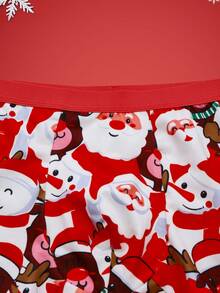 Teen Boy Cute Santa Claus Print Underwear, Soft Fabric Skin-Friendly, Holiday Gift, For Christmas