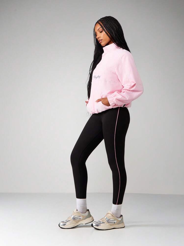 Missguided x Playboy Oversized Quarter Zip Pullover Jacket With Ribbed Cuffs And Hem