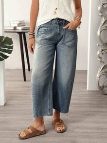 EMERY ROSE Women's Vintage Fashion Straight Leg Casual Jeans With Pockets