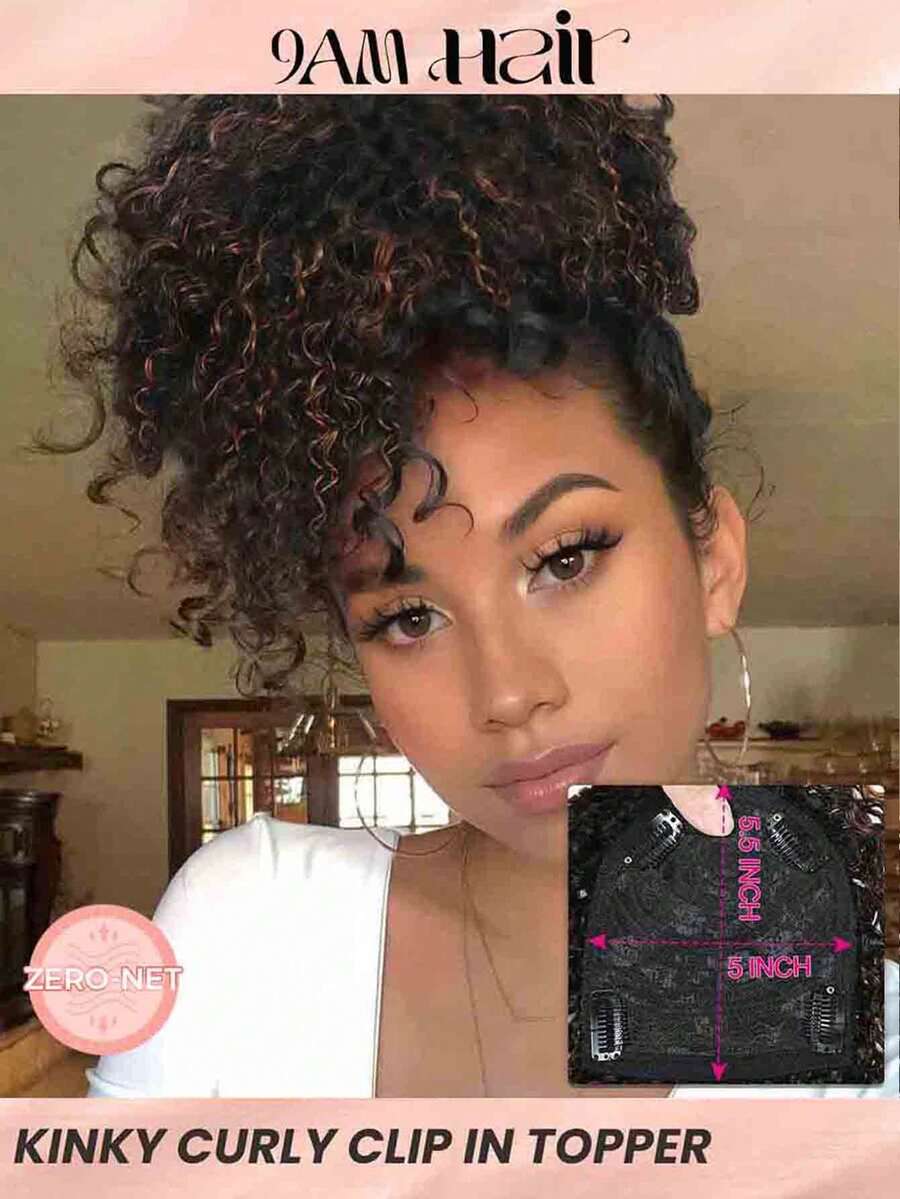 Extensiones de cabello con tapa de rizos ondulados con flequillo, resaltado de cabello humano para mujeres, extensiones de cabello con clip, color natural #30 para uso diario, fácil de usar - SNATURAL/30 - View 1