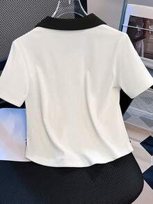 INAWLY 樱桃图案短袖休闲百搭女式T恤，夏季 - 白色 - 查看 2