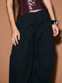 KIZN 阔腿裤 高腰垂坠长裤 正式晚装 飘逸裤 - 黑色 - 查看 4