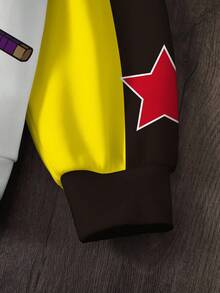 Nick 90s | SHEIN Sudadera casual de mujer con cuello redondo, estampado de dibujos animados y bloques de color, otoño