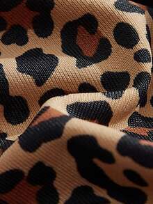 SHEIN 女士豹纹镂空设计舒适内衣套装 - 棕色 - 查看 6