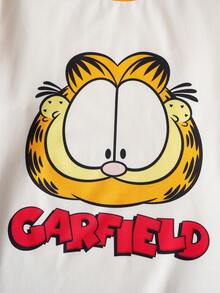 GARFIELD | SHEIN 2pcs Tween Boy Cute Cartoon Pattern Round Neck Drop Shoulder Long Sleeve Top And Pants Knit Casual Pajama Set - Multicolor - View 4
