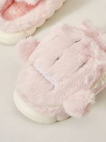 Cuccoo 可爱动物毛绒厚底保暖室内拖鞋 - 粉色 - 查看 3