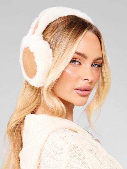 MISSGUIDED 蓬松冬季耳套，带温暖毛绒衬里，寒冷天气耳朵保护配件