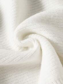 SHEIN Girls Cute Bow Embroidered Twist Rope Knit Cardigan, Long Sleeve Elegant Sweet Style Knitwear For Autumn/Winter - White - View 5