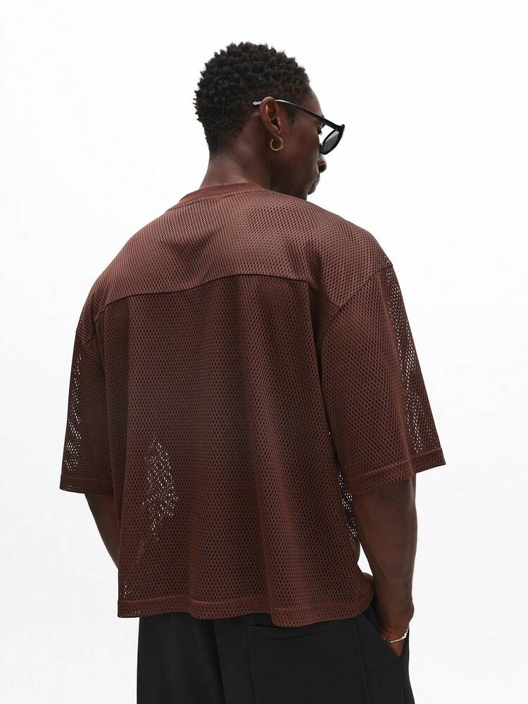 Mesh Jersey Graphic Tee With Varsity Numbers