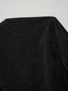 Solflare 大码休闲纯色灯芯绒裤 - 黑色 - 查看 5