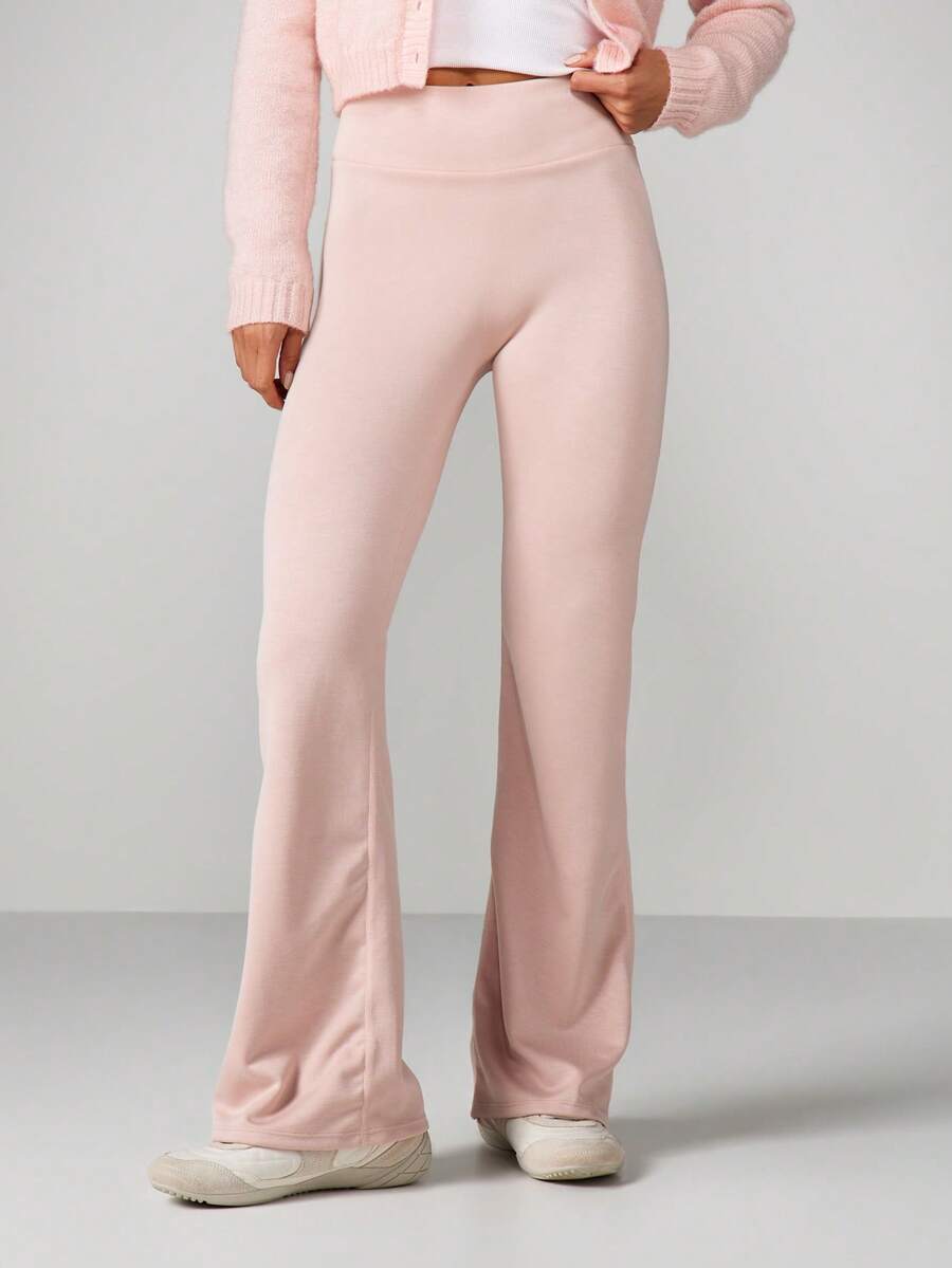 MISSGUIDED Comfortable High Waisted Flared Leggings For Lounge And Casual Wear - Pink - View 1
