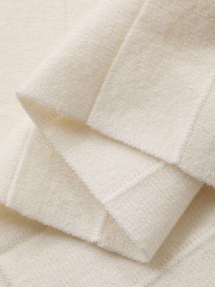 Women's Casual Contrast Color Lapel Pleated Knit Sweater Dress, Autumn