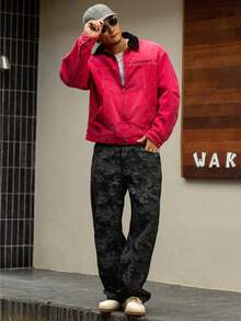 DAZY 男士休闲印花牛仔裤 - 黑色 - 查看 6