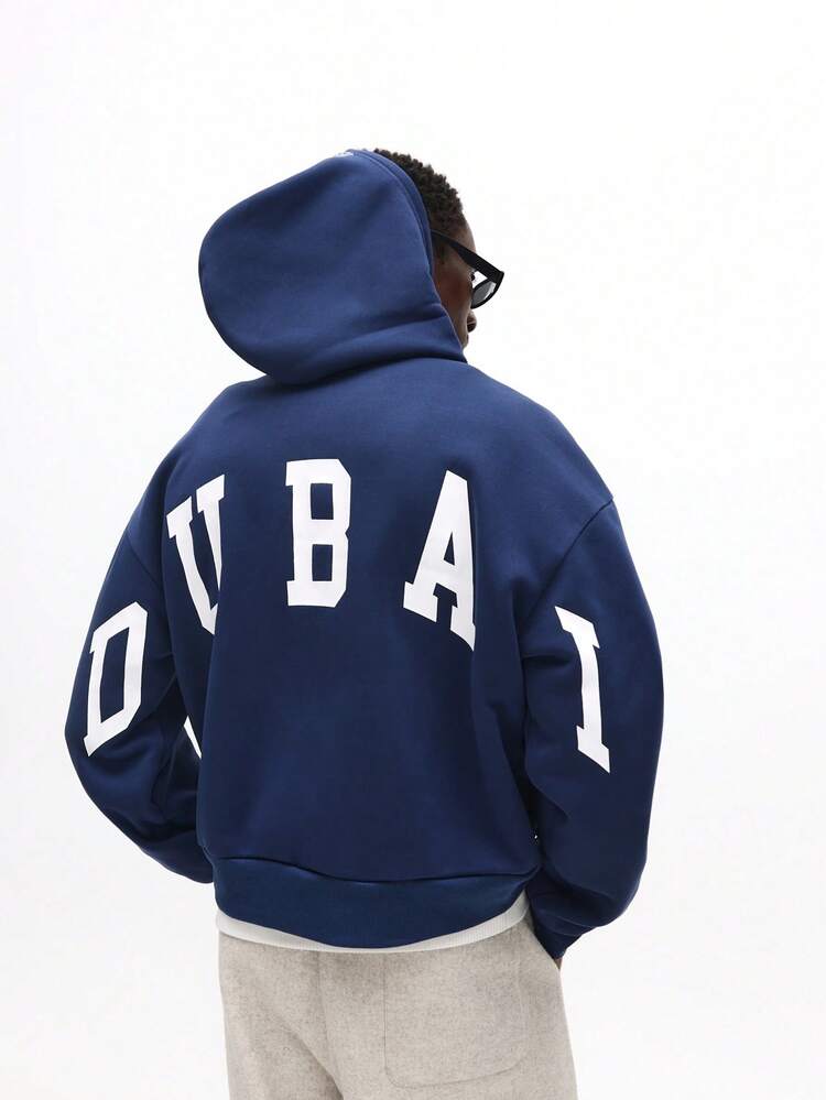 Felpa con cappuccio e zip intera con spalle cadenti