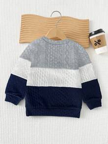 Cozy Pixies Sudadera de cuello redondo de manga larga con contraste de color para niño pequeño, ropa de otoño e invierno versátil y cómoda para niñas - Multicolor - Ver 3