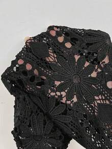 SHEIN Clasi 女士豹纹镂空长袖拼接T恤 秋冬新年圣诞 - 彩色 - 查看 7