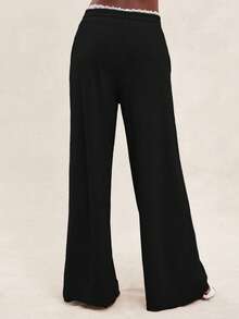 NYA SZN Pants Wide Leg Trousers Matching Summer Lounge Pants Comfortable For Women - Black - View 2