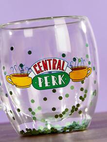 FRIENDS X SHEIN 1 件 8.8 盎司/260 毫升卡通图案高硼硅双层玻璃咖啡杯耐冷耐热适用于牛奶、果汁、咖啡、苏打水等友谊 - 無色 - 查看 5