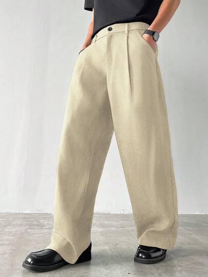 Claim Dot 男士厚阔腿裤，带口袋，宽松版型，适合秋季