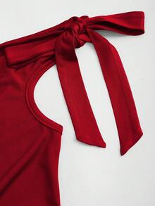 Sweetra 女式纯色系带褶饰三件套 T 恤 - 彩色 - 查看 5