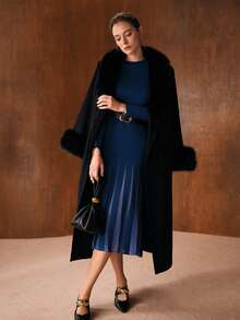 MOTF PREMIUM FITTED UMBRELLA HEM SHEER SWEATER DRESS, AUTUMN/WINTER