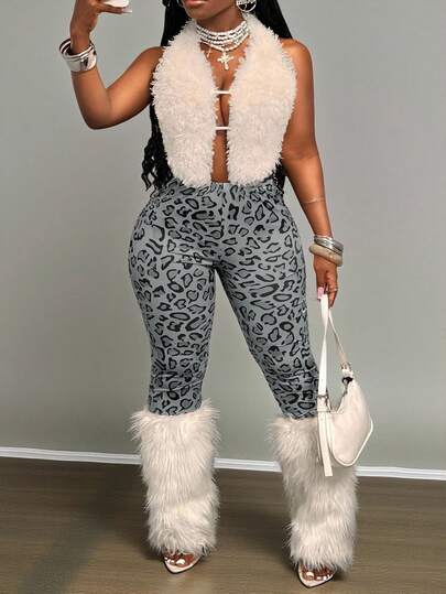 Slaydiva Hàng mới về Thu Đông/Quần áo Thu cho Nữ/Halloween/Quần áo Thu/Đông cho Nữ, Mùa hè, Quần áo Thu cỡ lớn, Phong cách Punk, Thời trang đường phố, Câu lạc bộ mô tô, Tiệc sinh nhật, Thường ngày, Cơ bản đa năng, Giải trí, Kỳ nghỉ, Du lịch tàu biển, Bãi biển, Tắm nắng, Xu hướng thịnh hành, Cổ yếm, Hở lưng gợi cảm, Áo lông buộc dây và quần ôm họa tiết da báo, Bộ đồ mặc nhà cỡ lớn cho nữ, Bộ đồ 2 mảnh cho nữ, Bộ đồ thường ngày 2 mảnh, Bộ quần áo 2 mảnh, Bộ quần legging hai mảnh.