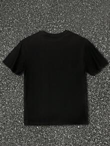 INAWLY 女式超大可爱复古猫和流星印花 T 恤，男女通用趣味愚蠢图案 T 恤，休闲美式街头服饰，简约生日女孩海滩度假热带乡村圆领短袖上衣 - 黑色 - 查看 2