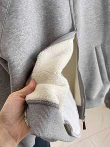 Franclia 女式休闲纯色羊毛运动衫 - 灰色 - 查看 6