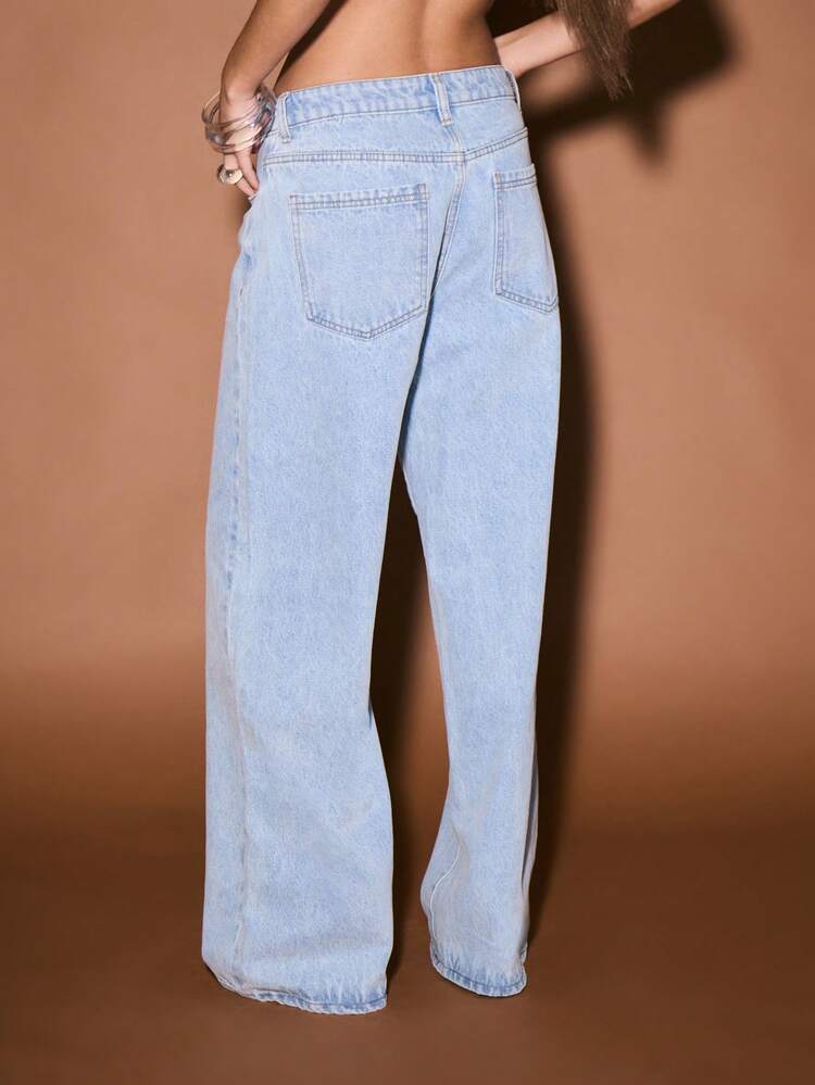 KIZN High Rise Wide Leg Boyfriend Jeans