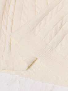 SHEIN 少女休闲街头风百搭返校校园风圆领毛衣 - 白色 - 查看 7