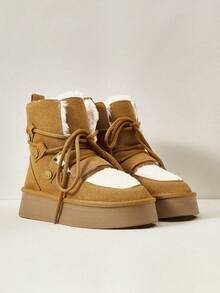 Cuccoo Platform Thick Bottom Warm Snow Ankle Boots Fall For Christmas And New Year Holiday Valentines - Brown - View 5