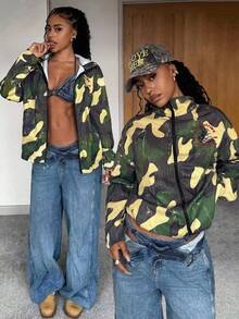 StreetHx 女士时尚迷彩拉链连帽休闲夹克 - 彩色 - 查看 7