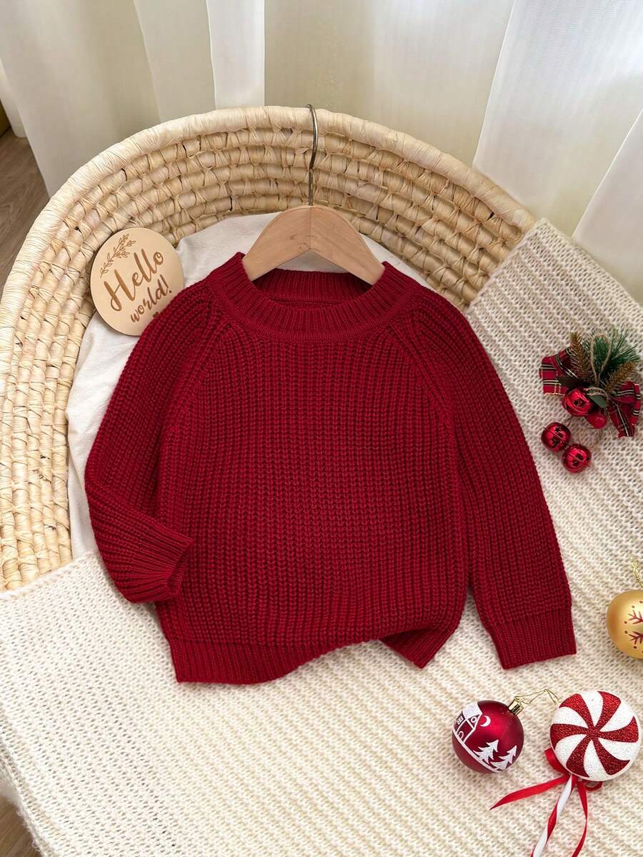 SHEIN Playful Pals 男婴圣诞时尚毛衣，适合秋冬季穿着