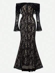 Glisette 1 chiếc váy bodycon tay loe hở vai dành cho nữ - màu đen - Xem 9