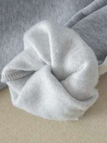 Genkimix Kids Girls' Minimalist Fashion Bow Embroidered V-Neck Pullover Sweatshirt With Matching Side Stripe Straight Leg Pants Set, Casual Autumn/Winter Outfit - Grey - View 7