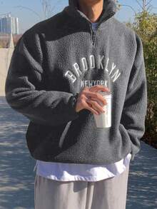 DAZY Men's Letter Print Pullover Sweatshirt, Autumn