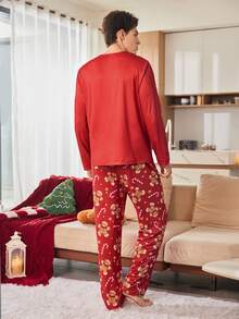 CoupledUp Bộ đồ ngủ in hình kẹo Giáng sinh dễ thương, áo dài tay và quần dài màu tương phản dành cho nam, bộ đồ ngủ in hình bánh quy, bộ đồ ngủ đôi, bộ đồ ngủ bánh gừng, bộ đồ ngủ hình người bánh gừng, quần áo mùa đông - Nhiều màu - Xem 2