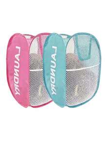 سلة غسيل قابلة للطي 1 قطعة، سلة تخزين الملابس، سلة الملابس القذرة، سلة غسيل، سلة تخزين الملابس القذرة في الحمام، سلة غسيل جديدة قابلة للطي وللفتح، سلة الملابس القذرة مع مقبض، سلة غسيل، سلة تخزين، سلة قابلة للطي - شبكة بيضاء متعددة الألوان - مشاهدة 12