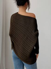 Elenzga Women's Autumn/Winter Anneusta Top, Holiday Festival Independence Day Music Concert, Vintage Stockholm Street Style, Teacher Office Work Wear, Elegant Outgoing Date, Unique Shoulder Design, Long Sleeve, Sophisticated Knit Sweater