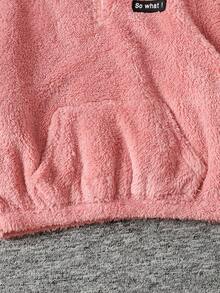 SHEIN Áo nỉ dài tay cổ đứng màu trơn đơn sắc cho bé gái mùa thu đông - Hồng - Xem 5