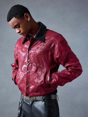 Street Life Herren Mode Pendler Jacke mit gesticktem Muster, verkürzt