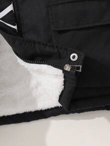 一件装 青少年男童保暖加厚连帽外套，带字母印花，秋冬季