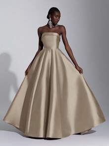 Elitara 优雅奢华的红色露肩长裙，喇叭形下摆，适合婚礼、派对、度假、庆典、正式活动（重度装饰） - 淺灰紫 - 查看 7