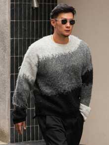 DAZY Men's Gradient Color Crew Neck Sweater, Autumn/Winter - Multicolor - View 7